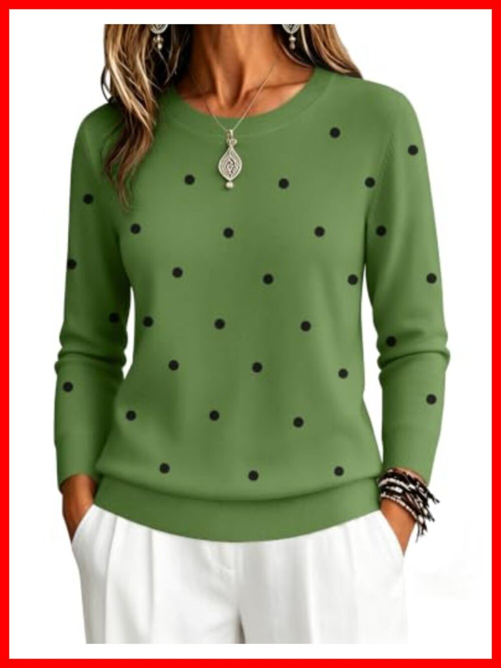 Womens Viscose Crewneck Long Sleeve Pullover Sweater Classic Fall Top